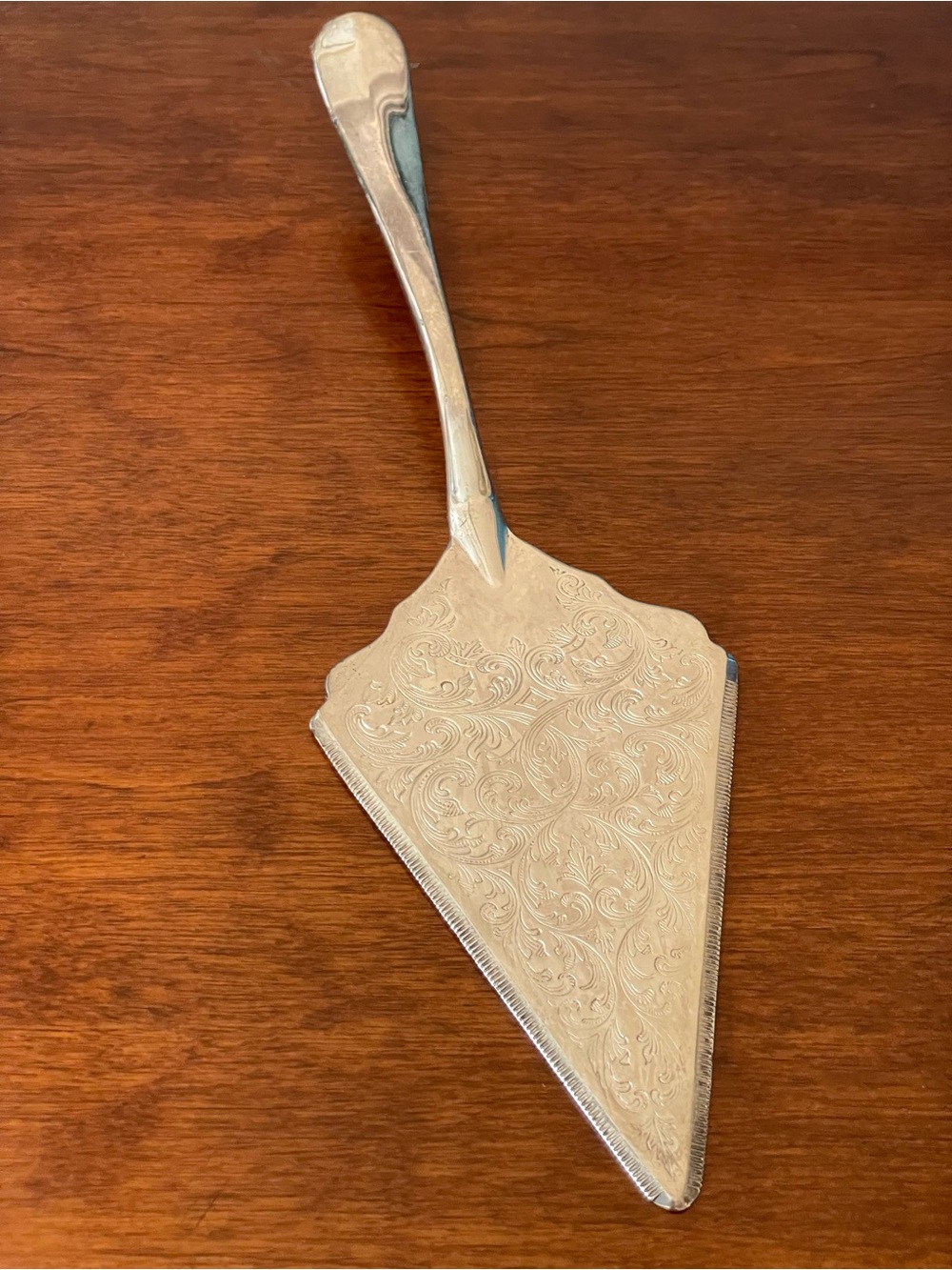 Vintage Italian Silverplate Pie Server E.P. Zinc Silverplated Italy Engraved
